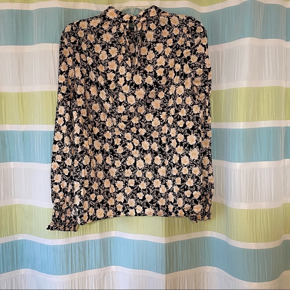 Who What Wear High Neck Floral Long Sleeve Blouse Sz Med - Picture 5 of 8